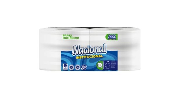 NACIONAL Papel Higienico Jumbo Hoja Doble Blanco 4Rollos x 250 Mtrs