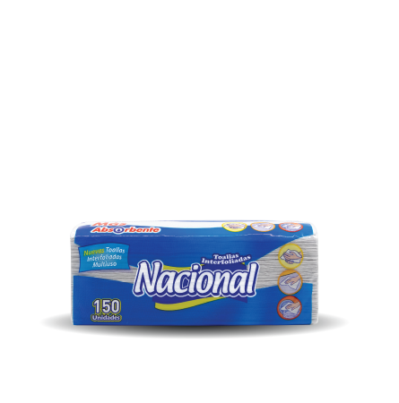 NACIONAL Papel Toalla multifolder Pocket 1Paquete x 150 Hojas