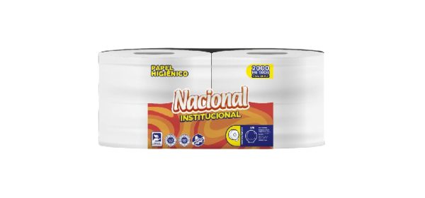 NACIONAL Papel Higienico Jumbo Hoja Simple Reciclado 4Rollos x 500 Mtrs