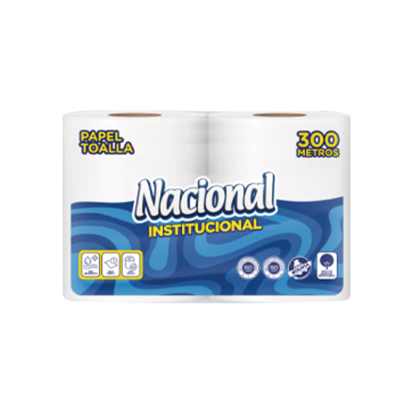 NACIONAL Papel Toalla Rollo Hoja Simple Blanco 2Rollos x 150Mtrs