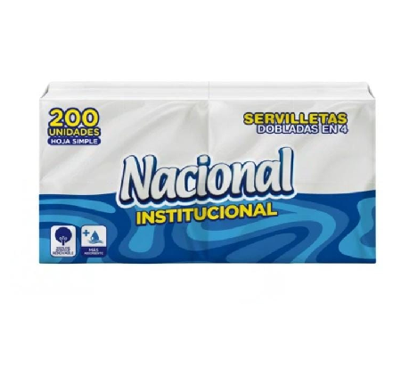 NACIONAL INSTITUCIONAL Servilletas de Papel Blanco 15 Paq x 200Hojas
