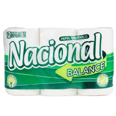 NACIONAL Papel Higienico Balance Doble Hoja 4x12 Rollos